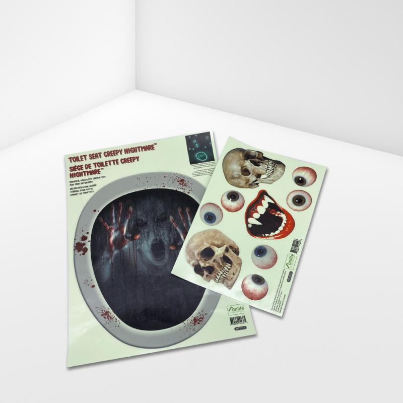 Halloween Glowing Horror Faceless DIY Skull Toilet Stickers Waterproof Removable Peel and Stick Bathroom Decals