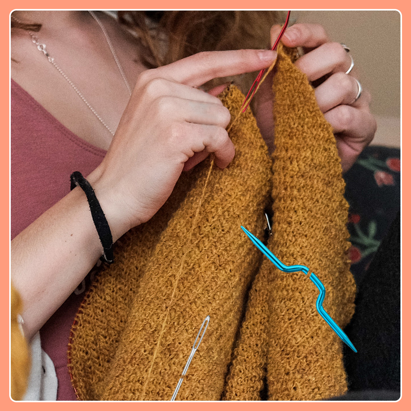 IMZAY – ensemble de tricot au Crochet, avec aiguille émoussée à gros yeux, boîte de rangement d'aiguilles à repriser, Kit d'aiguilles de tapisserie d'aiguilles à fil
