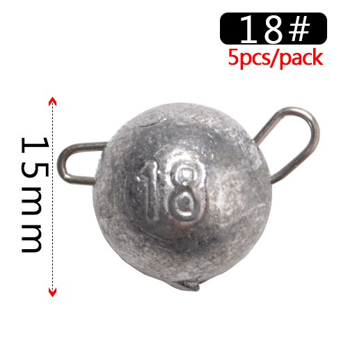Fish king 5 stuks/pak 6g 8g 10g 12g 14g 18g vislood zinklood visaccessoires jigkop lood kogelgewicht zacht kunstaas texas rig: 18g