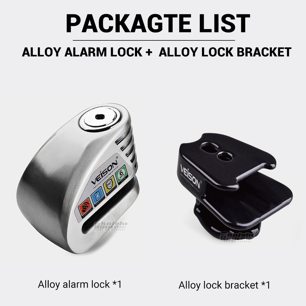 Veison Motorfiets Alarm 130dB Anti-Diefstal Motorfiets Slot Fiets Alarm 304 Rvs Disc Quad Lock Fietsslot Motopadlock: ALLOY SL B SET