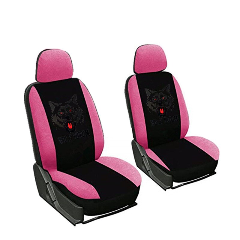 Mode Wolven Patroon Auto Stoelhoezen Universele Auto Seat Cover Autostoel Bescherming Covers Vrouwen Auto Interieur Accessoires: PINK (2 seat)