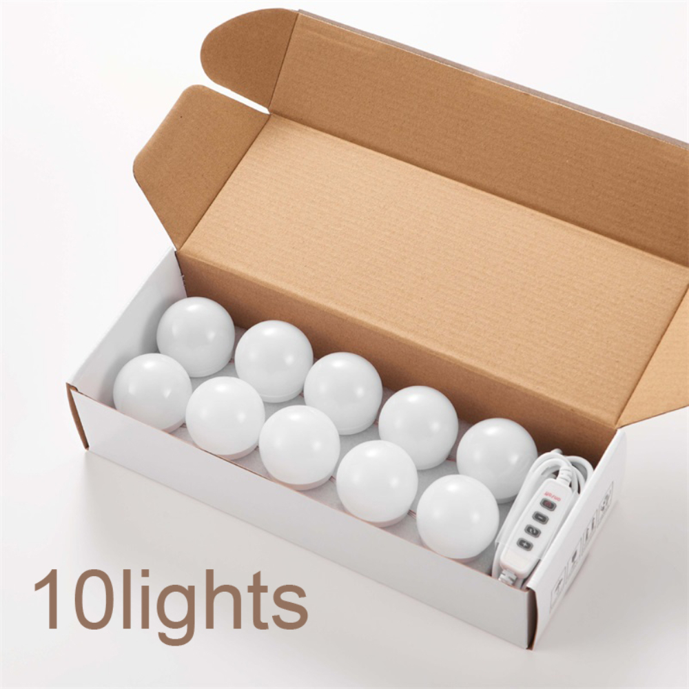 Hollywood Makeup Vanity Mirror Light Stick On Adjustable 3 Colors LED USB Bulbs String Stepless Dimmable Lamp: Natural Light