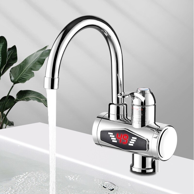 Stainless Steel Electric Water Heater Temperature Display Kitchen Tankless Instant Water Faucet 3000W