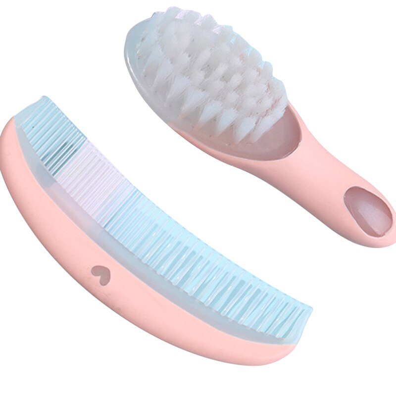 Ensemble de brosses et peignes doux pour bébé, 2 pièces, pour le cuir chevelu du -né, fournitures de soins capillaires, pour la santé du bébé: pink