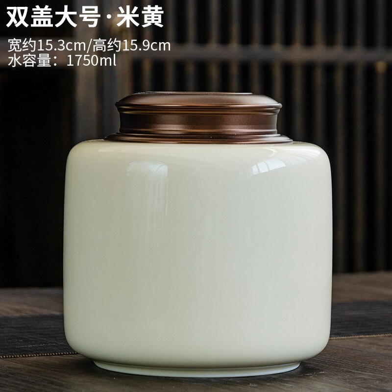 Large Tea Container Ceramic Tea Caddy Metal Cover Sealed Jar Large Tea... – Vicedeal