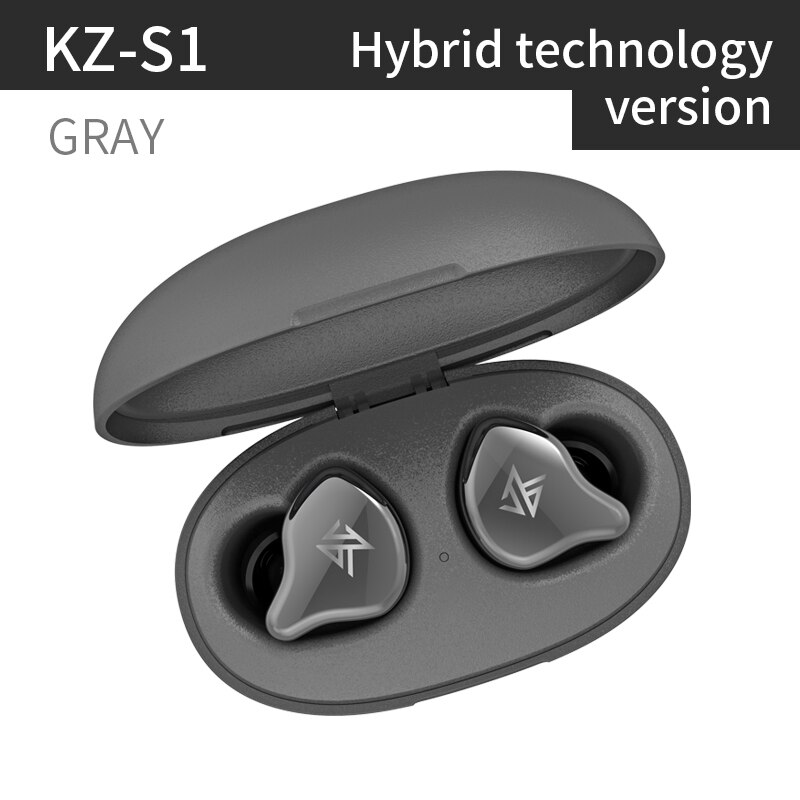 Kz  z1 tws øretelefoner ægte trådløse mini øretelefoner bluetooth 5.0 vandtæt in-ear hovedtelefon bas headset kz  s1 s1d: Grå