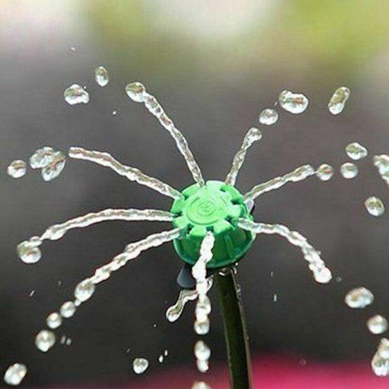 100-PACK-360 Degree Drip Irrigation Nozzle, Adjustable Flow Rate Suitable For 1/4 (4-7mm) Drip Irrigation Tube