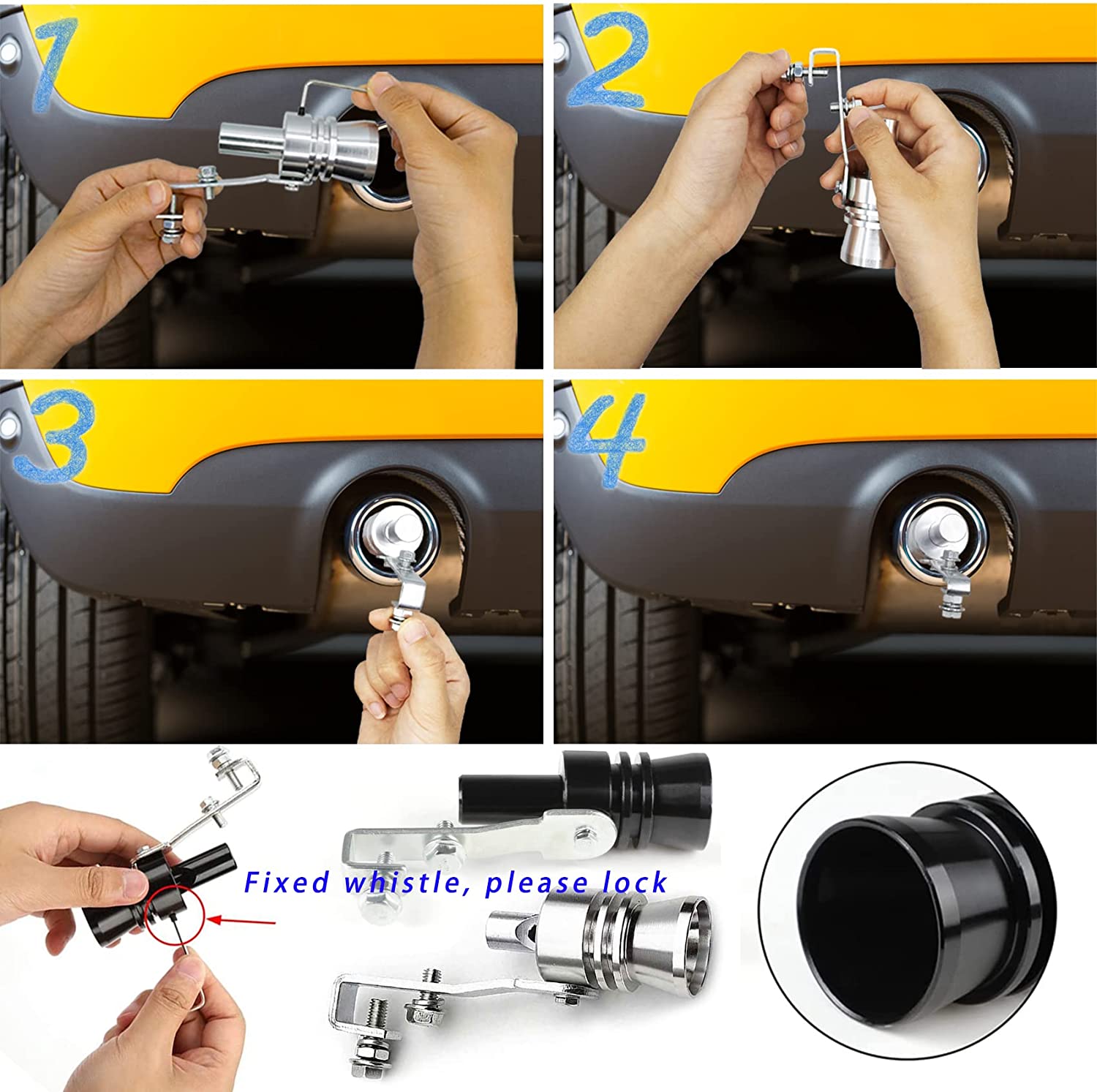 1 stk. turbofløjte universal turboudstødningsfløjte, lydforstærker passer til de fleste biler, sedaner og lastbiler