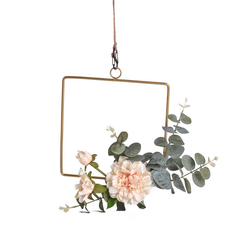 20cm jernreb guld metalring bærbar krans blomster bryllup brud blomster krans håndlavet catcher hoop baby shower indretning