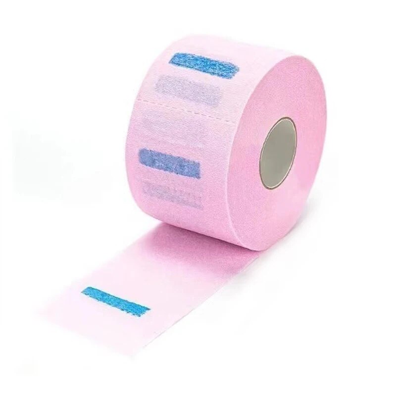 1 rollo/paquete de tiras desechables para el cuello, accesorio de corte de pelo, papel para el cuello, peluquero ajustable, salón de peluquería dedicado para peluquero: Rosa