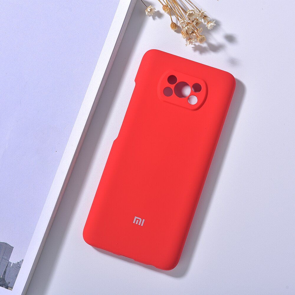 Originele Xiaomi X3/X3 Nfc Vloeibare Siliconen Telefoon Case Soft Smooth Skin Back Cover Voor Mi Poco X3/x3 Nfc Zijdeachtige Bescherm Behuizing: Mi POCO X3 NFC / Red
