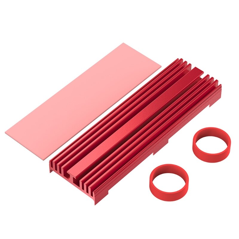 M.2 SSD Heat Sink, Solid State Hard Disk Aluminum Heatsink, Cooling Pad for Desktop PC Double-Sided Heat Sink Cooler Set: Red-SR03