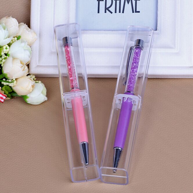Retail box Pen boxes Plastic Transparent case Pen holder for promotional crystal pen packaging box 10 pieces / lot