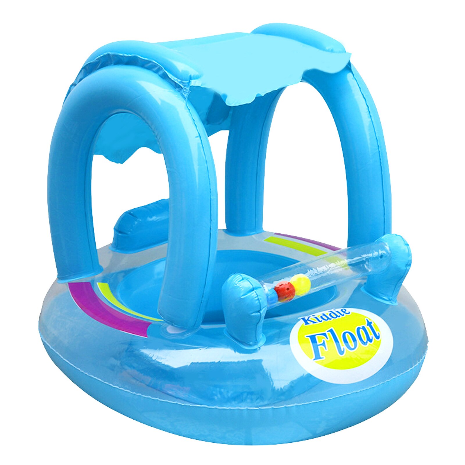 Kiddie Float, Baby Opblaasbare Zwemmen Ring Float Stoel Met Luifel Voor Zwembad Bad Baby Zomer Water Game: Blue