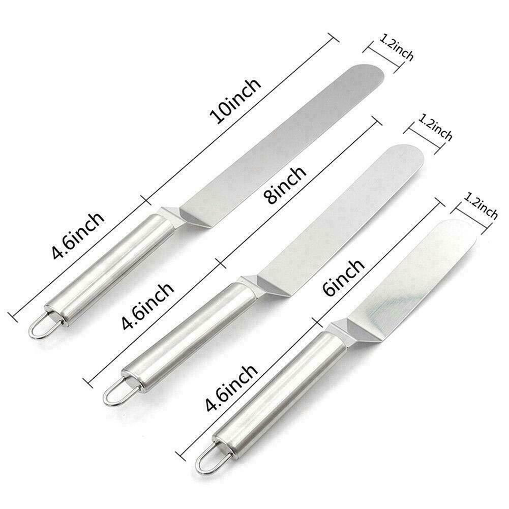3PC/set Cake Decorating Tools Stainless Steel Baking Pastry Spatula Portable Tool 6 8 10 Inch Kitchen BBQ Baking Bakeware Knives: Default Title