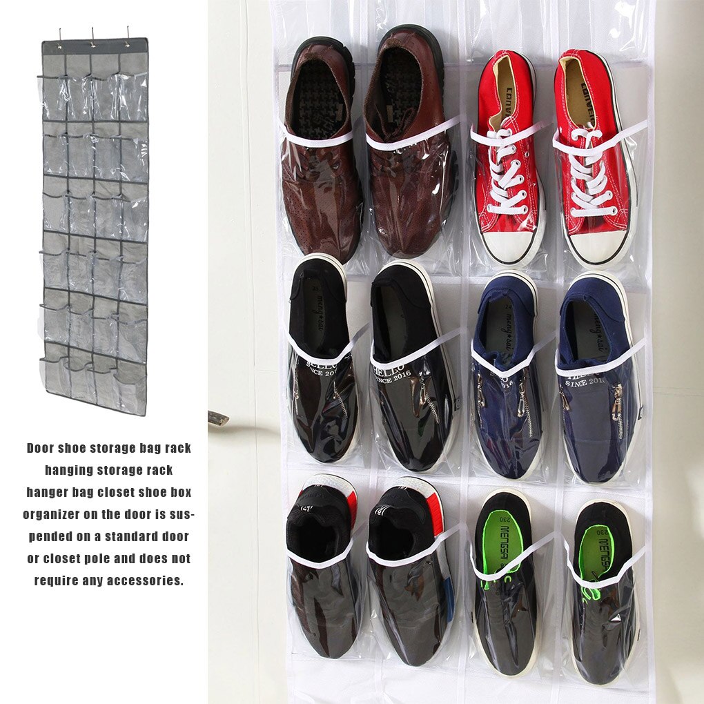 1pc 24 Grid Over Door Hanging Organizer Convenient Storage Holder Rack Closet Shoes Shoe Rack Non-Woven Fabric Shoes Holder