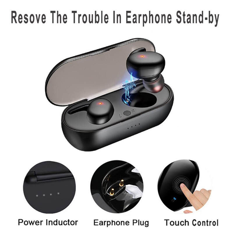 Y30 Draadloze Oortelefoon 5.0 Tws Headphons Bluetooth-Compatibel Oordopjes Oordopjes Stereo Gaming Headset Met Opladen Doos Voor Telefoon