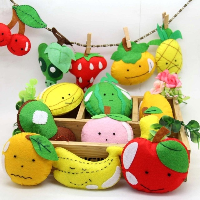 14 stks/set Handgemaakte Vilt Doek Fruit Set Gratis Snijden Vilt Fruit Doek Materiaal DIY Pakket Voor Kinderen Speelgoed