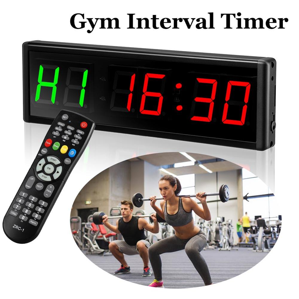 Programmerbar træningstimer led display display interval timer vægur med fjernbetjening til gym fitness træning 5v nedtællingsur
