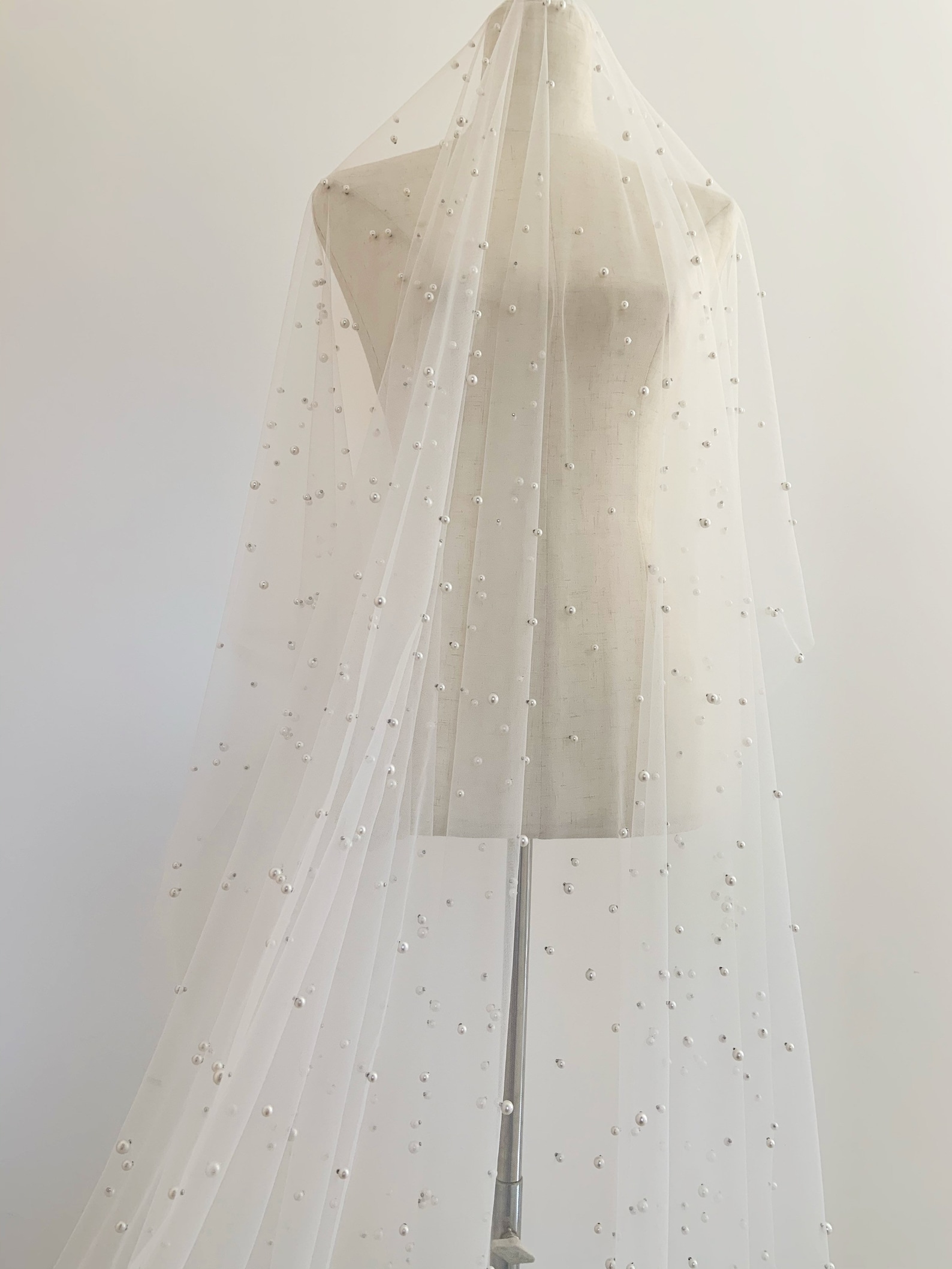 1 yard Light Sage Green Pearl Bead Tulle Fabric Pale Blue Tulle Lace Fabric with Pearls For Prop Dress Costume