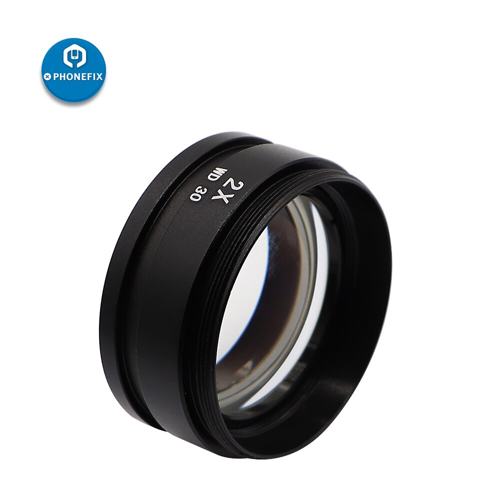 Microscopio de lente objetivo auxiliar Barlow, Trinocular auxiliar para microscopio Lente de Cristal, Zoom estéreo, WD165, 0.5X, 0.7X, 1.0X, 2.0X