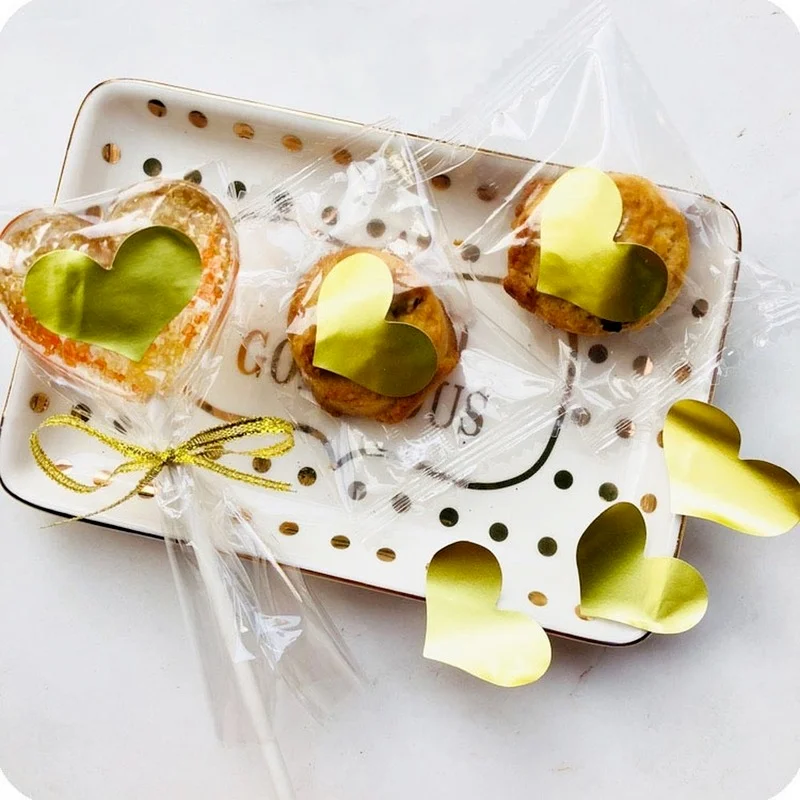 Thank you stickers Golden Heart Shaped Sticker business Box Packaging Sealing Label Baking DIY Party Stickers sheets