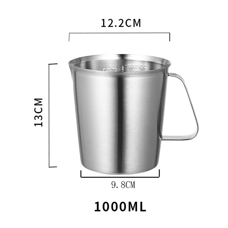 Verdikte 304 Roestvrij Staal Maatbeker Met Schaal 2000Ml 1000Ml 500Ml Grote Capaciteit Keuken Praktische Meten cup: 1000ml