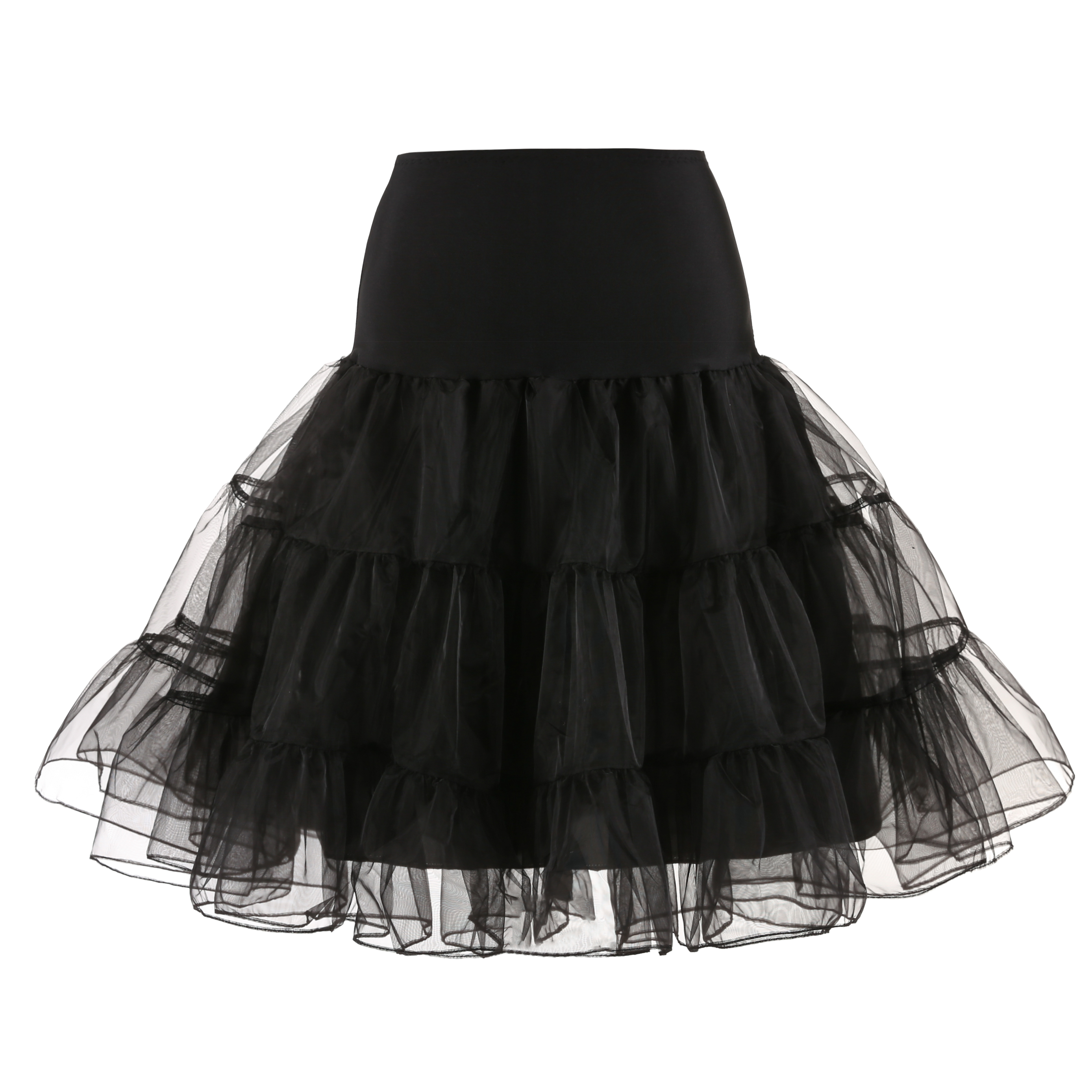 Enagua de tul vintage de los años 50 para mujer, media falda tutú deslizante: L / Negro