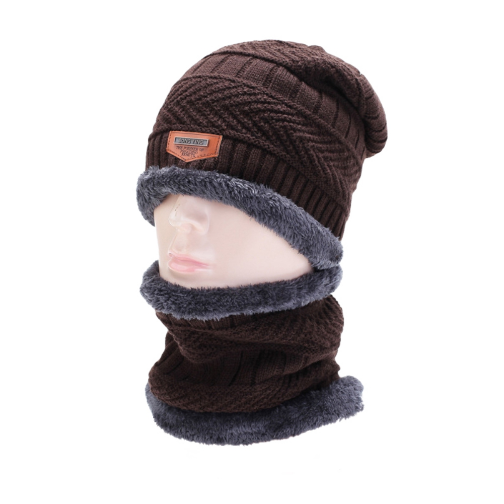Conjunto de gorro y bufanda de esquí para hombre y mujer, gorros térmicos de punto, gorros de invierno