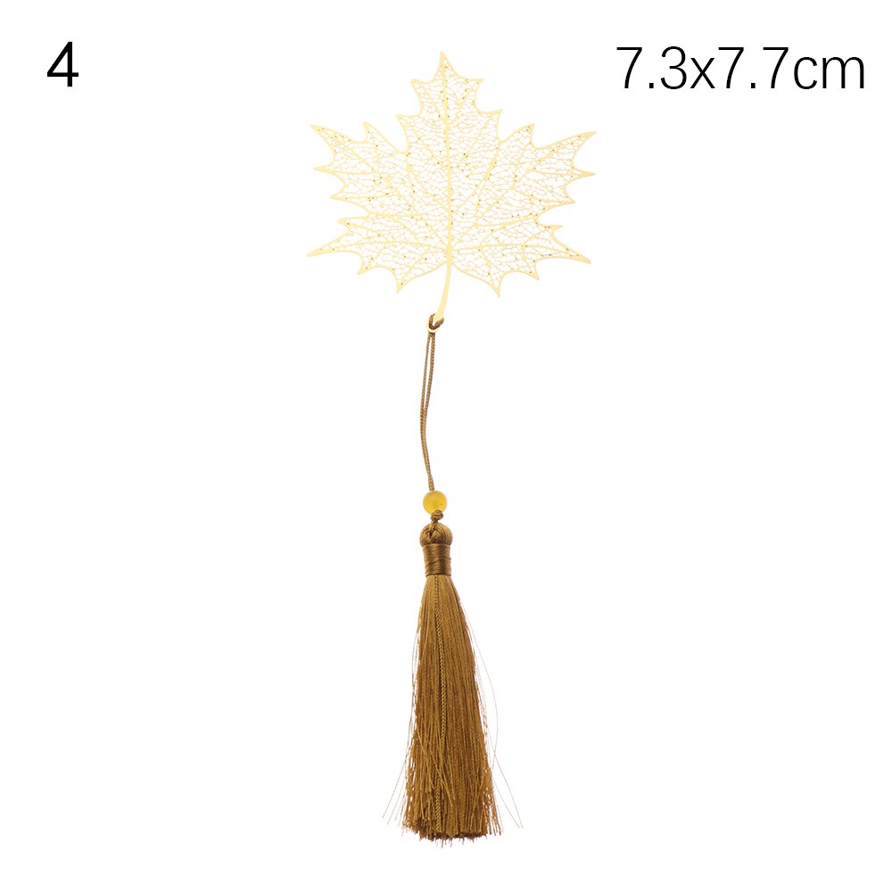 Metalowe zakładki kwiaty liść żyły Hollow Maple Apricot frędzlami z pomponem czytanie Mark klips do książek dla papiernicze artykuły szkolne: Type 4 no box