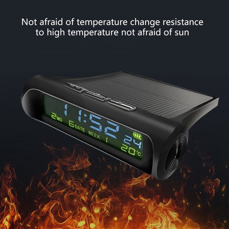 Solar Car Digital Clock Driving Time Date Dashboard Digital Clock Car Watch