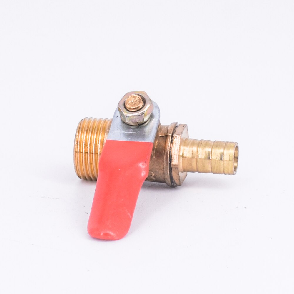 Messing 6/8/10/12 Mm Red Deurkruk Kogelkraan Slang Barb 1/8 "1/4'' 3/8 ''1/2'' Bsp Mannelijke Water Olie Flow Control Fitting