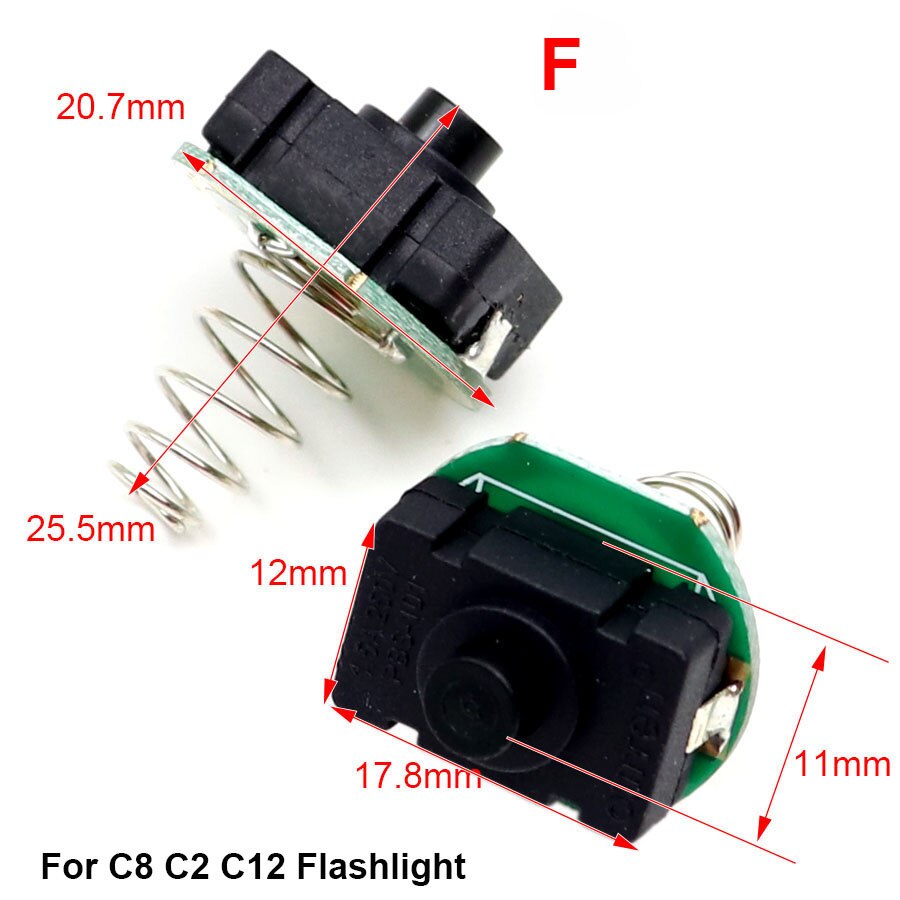 LED Taschenlampe drücken Taste Schalter AUF aus Elektrische Taschenlampe Schwanz Schalter T6 Q5 C8 501B 502 DIY reparatur Aktualisierung teil für LED Taschenlampe lampe: F