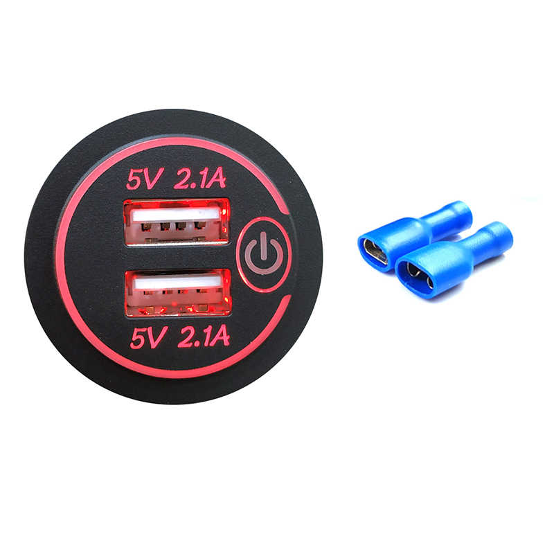 4.2a dual-usb-ladebuchsen,  qc3.0 kfz-zigarettenanzünder-steckdosenadapter, wasserdichte anschlüsse, schnellladefunktion für handy, auto, boot und marine: Rot