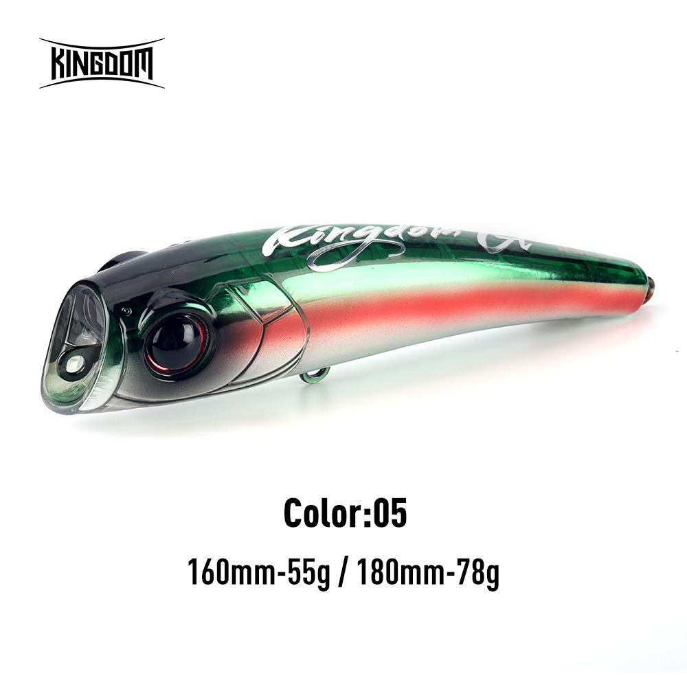 Kingdom sea fishing drag topwater popper 55g 78g 160mm 180mm flytande wobbler konstgjort hårt bete för havs tonfisk gt fiskedrag: 150mm / Orange