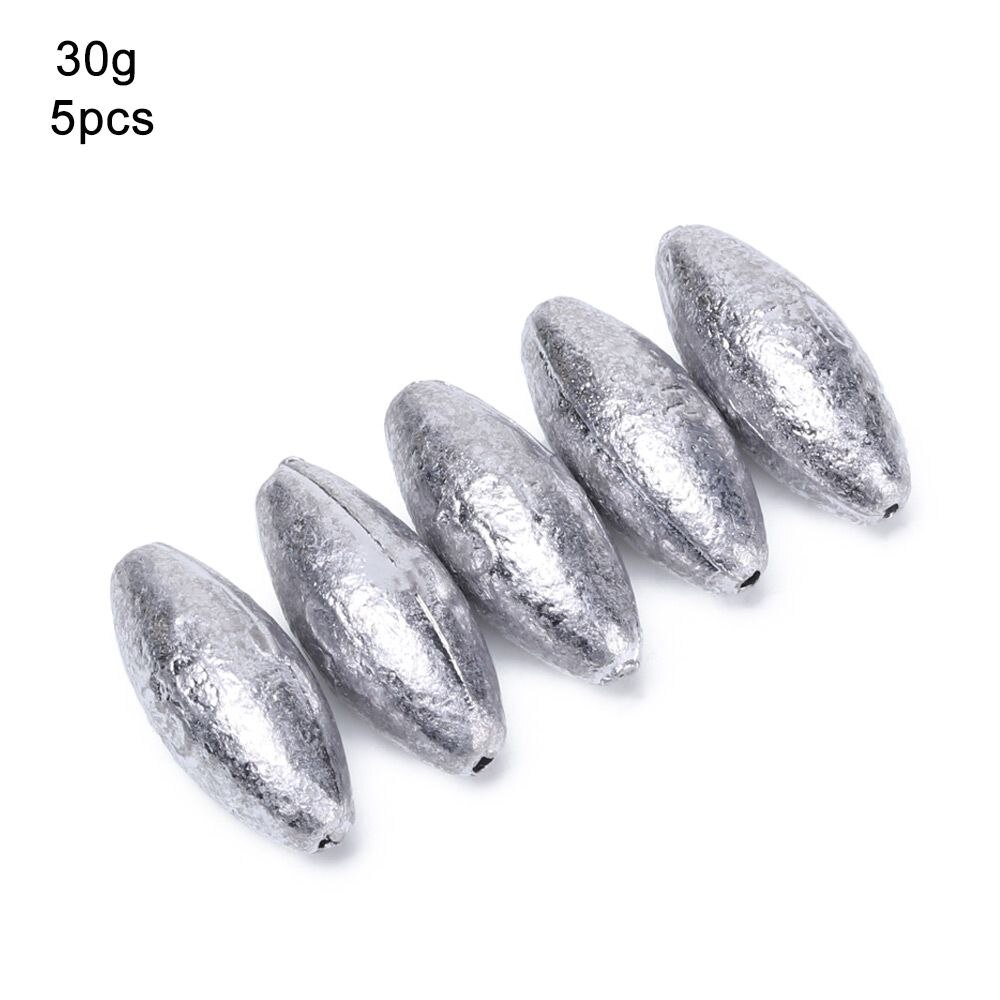 Plomos de pesca en forma de aceituna, 5 piezas, 3/5/8/10/15/20/30/40g, con apertura de peso adicional, Conector de gancho: 30g
