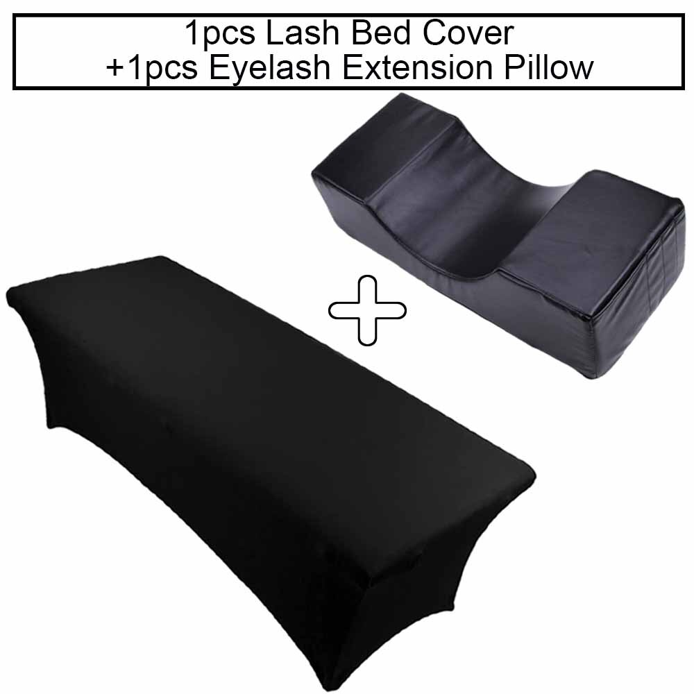 Lash Bed Eyelash Couch Cover Sheet Pillow For Extension Makeup Salon Bed Grafting Eyelashes Lash Extension Supplies: PU Set 1
