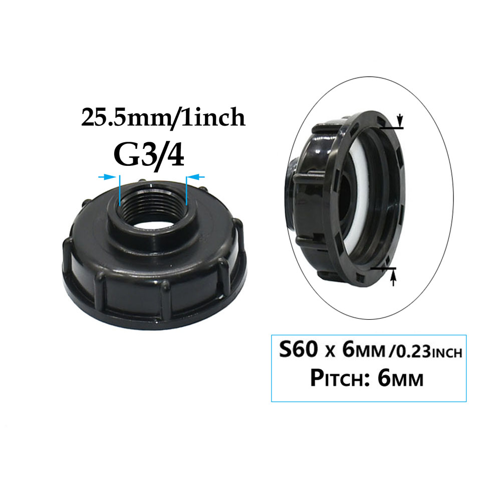 IBC Tank Adapter S60 x 1/2" 3/4' 1" 1.5 2" 63/75/80/100mm Thread Connector Ton Barrel Connect 1000 Liter IBC Tank Fitting: Gold