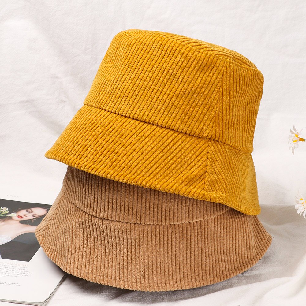 Nowy sztruks kapelusz typu wiaderko dziewczyny moda stały kapelusz wędkarski jesienią i zimą odkryty płasko zakończony kapelusz rybaka cały mecz kapelusz