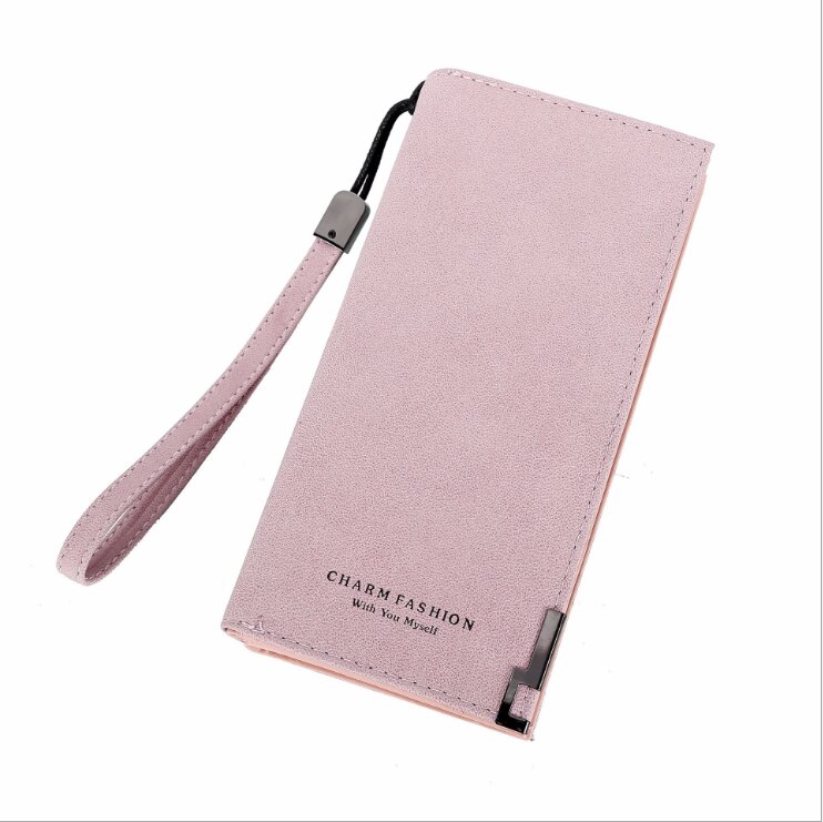 Sales Portemonnee Vrouwen Scrub Lederen Dame Portemonnees Dames Clutch Portemonnee Lange Vrouwelijke Portemonnee Carteira Feminina: pink