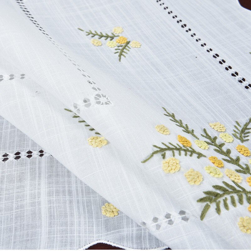 [Camellia Casa] fleur fraîche, nappe à ourlet, aspect lin et lavable, blanc/petit/carré maison, Restaurant,Airbnb, café
