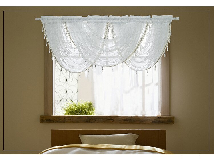 Finished Waterfall Curtain White Mesh Curtains Silver Screen Finished Curtain Window Polyester Jacquard