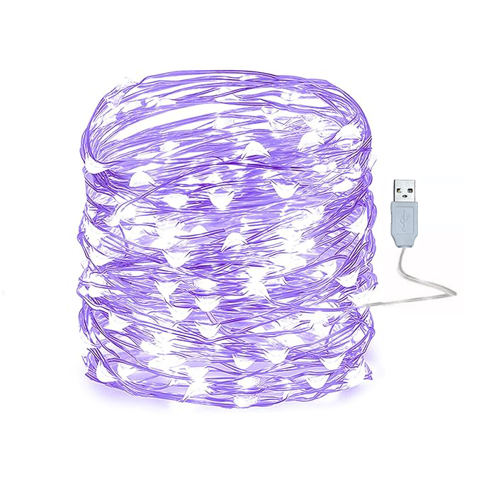 10/20M USB LED-lichtslingers Koper Zilver Draad Garland Licht Waterdicht Kerstverlichting Voor Kerst Bruiloft Decoratie: Paars / 350W