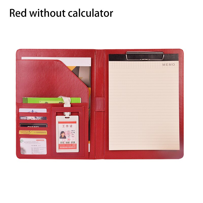 335*240mm A4 multifunktions Geschäft Büro Gewidmet Ordner Vertriebsleiter Leder Clip/vertragsunterzeichnung Carpetas Pasta Escolar: rot ohne