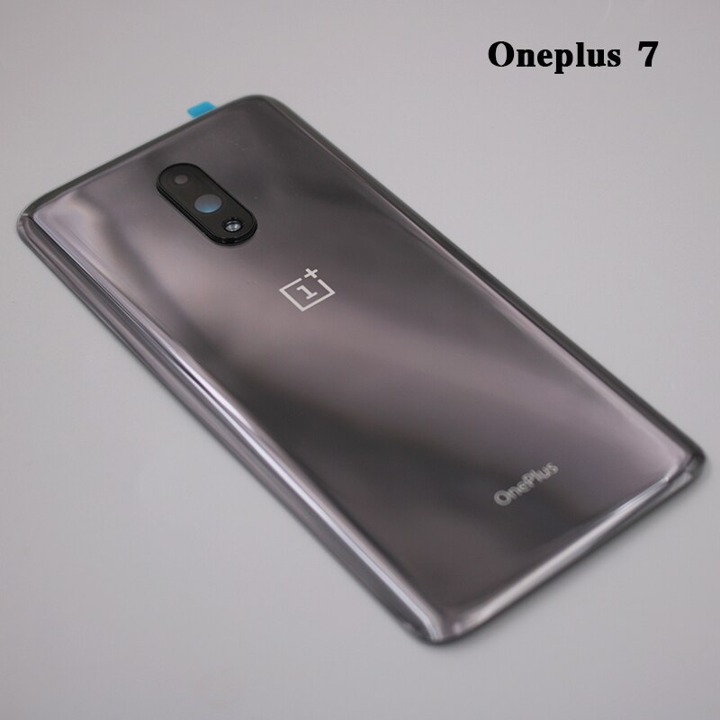 Oneplus – boîtier de batterie pour Oneplus 7 7T Pro 1 + 7T Pro, couvercle arrière en verre avec objectif d&#39;appareil photo et autocollant: 7 Grey