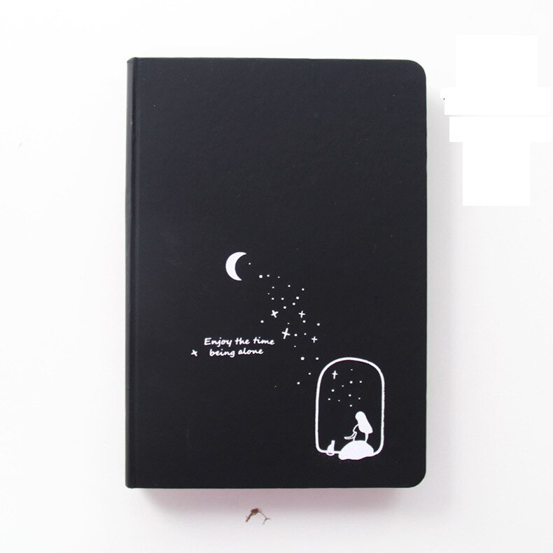 Black Star Notebook Hardcover Diary DIY Blank Black Paper Sketch Book 96sheets Notepad School Office Supply Papelaria: D