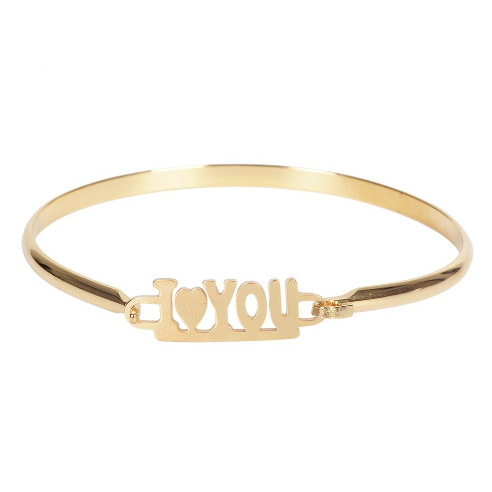 Gouden, zilveren, roestvrijstalen infinity armband met kroon, handbloem, muziek, liefde, punk, dames, vrouwelijke armband, sieraden: Gouden brief