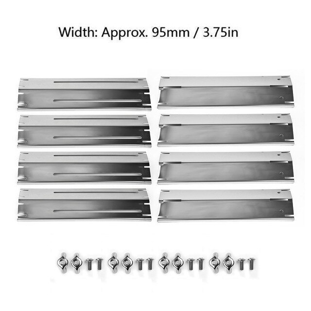 4pcs Stainless Steel Shield Tent BBQ Gas Grill Replacement Heat Plate Stainless Steel Heat Plate Shield Barbeque Grill BBQ Acce: XH00121