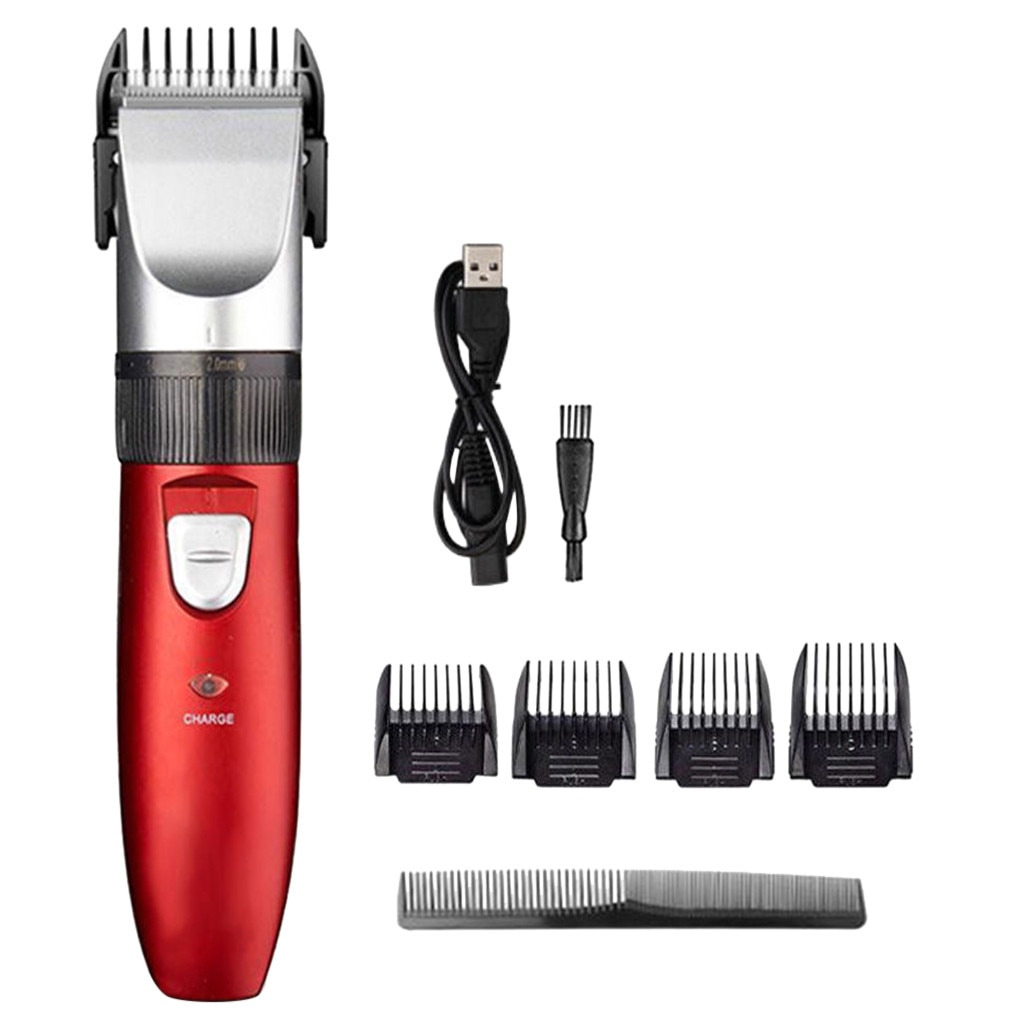 Rechargeable Low-noise Pet Hair Clipper Remover Cutter Grooming Set Cat Dog Hair Trimmer Electrical Pets Hair Cut Machine: Red Color