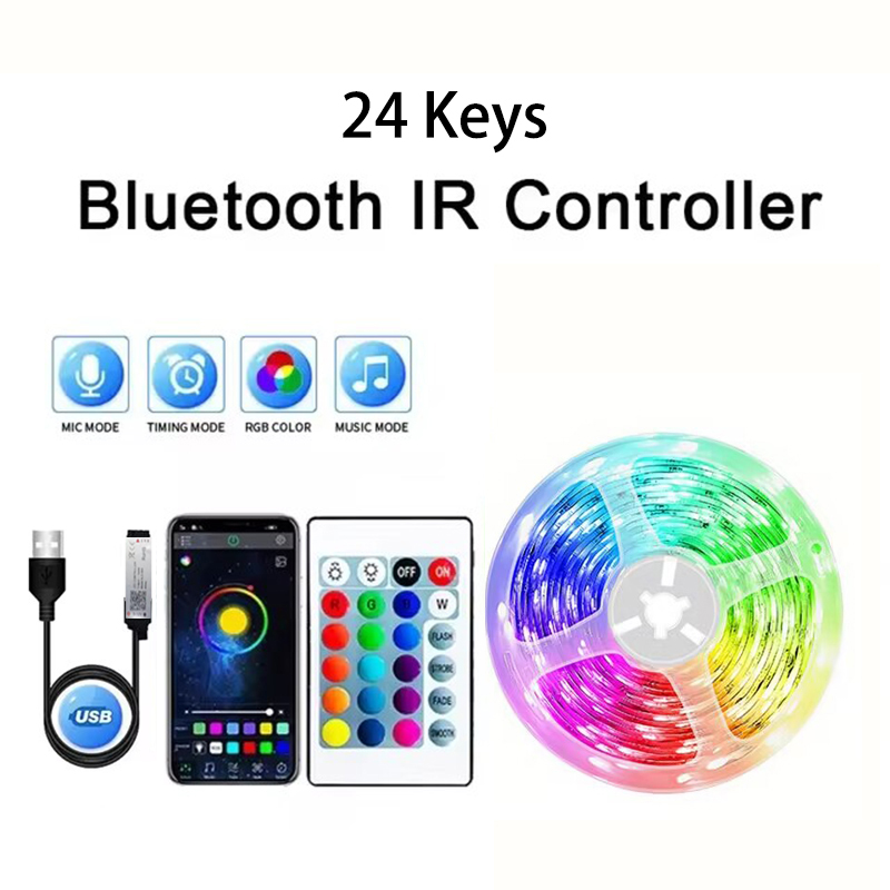 18 led-strimler med 5050 rgb-lys, usb, farveskiftende, fleksibel lampe med app-styring til rumdekoration, tv-baggrundsbelysning: Udsender farve 7 / 4 m